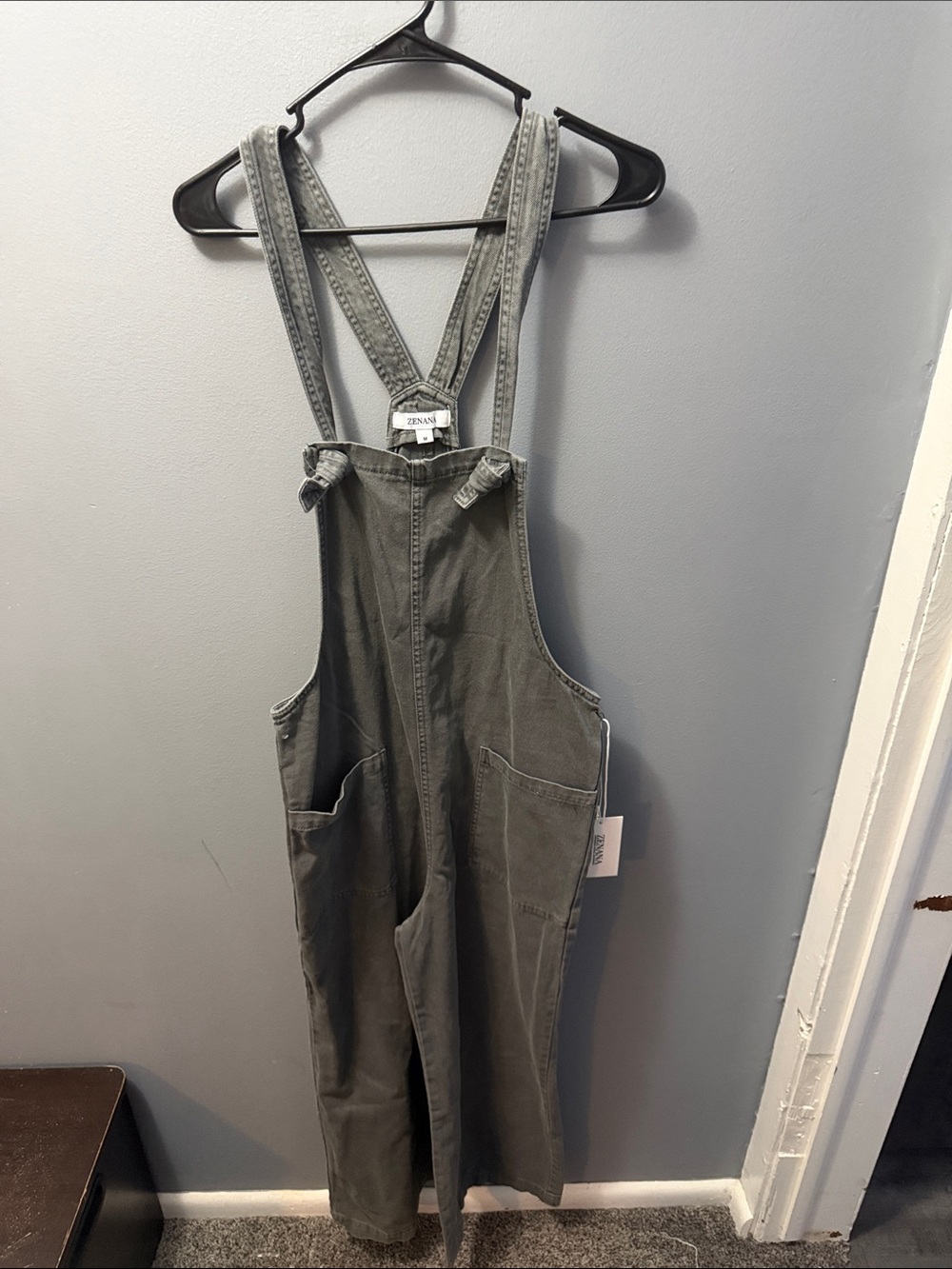 Zenana Outfitters Muted Green Utility Overalls
